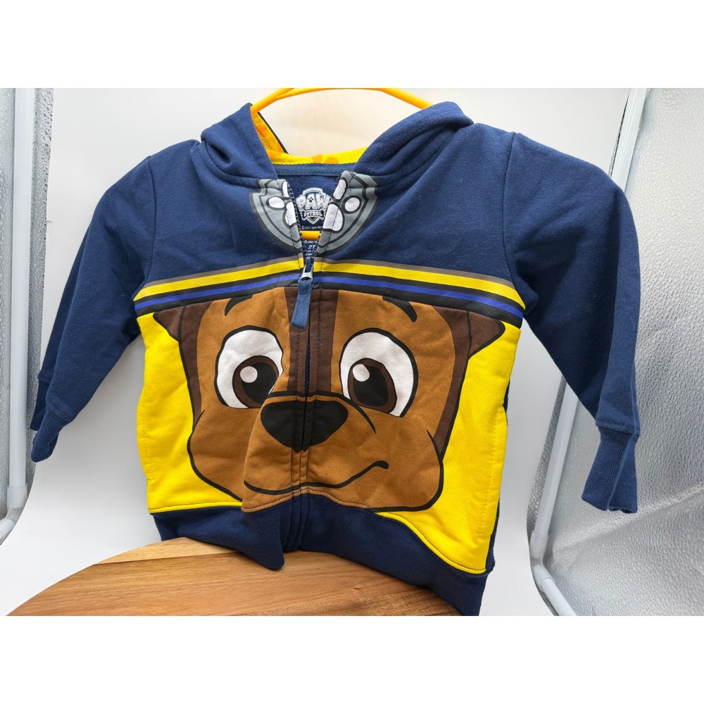 Paw Patrol Size 2T Chase Zip Up Hoodie Navy Blue Yellow Nickelodeon  0366